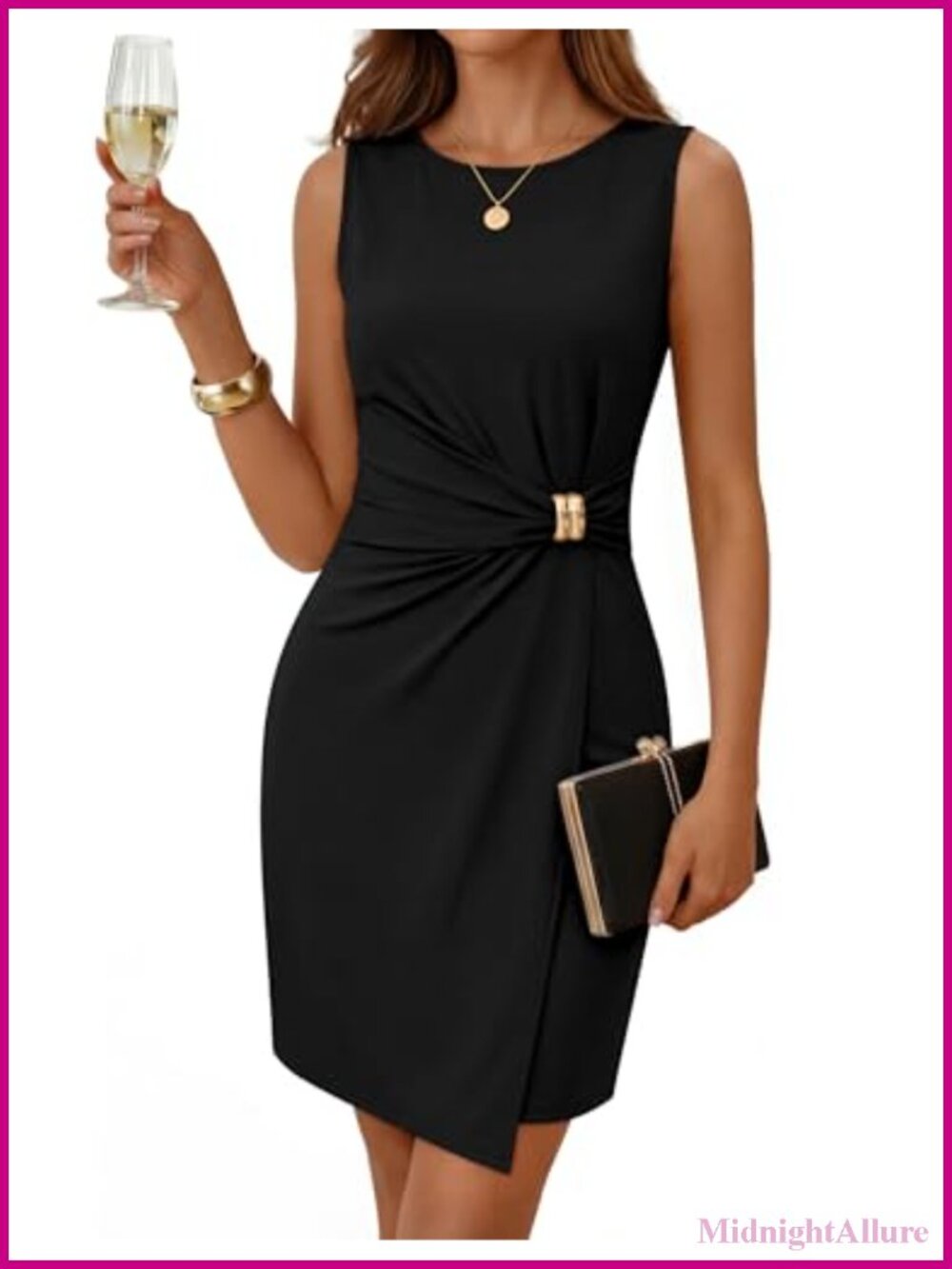 Sleeveless Bodycon Mini Dress Crew Neck Stretch Knit Formal Cocktail Work